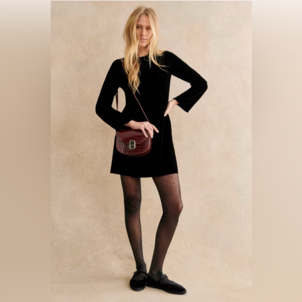 Black Velvet Sezane Eliana Dress Size 34 EUC